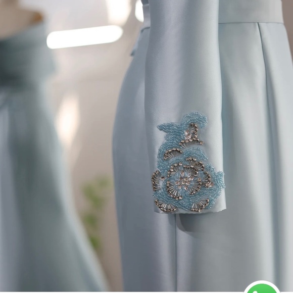 Elegant Blue One Shoulder Mermaid Evening Dress - Picture 3 of 3